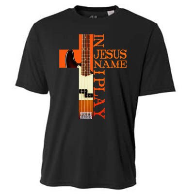 In Jesus Name I Play Bass Cooling Performance Crew T-Shirt