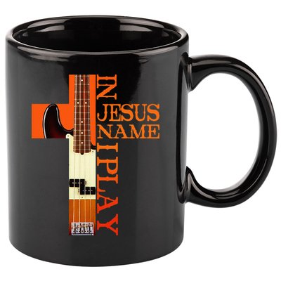 In Jesus Name I Play Bass 11oz C Handle Ceramic Mug