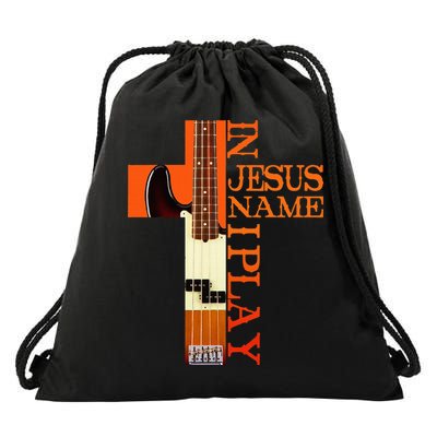 In Jesus Name I Play Bass Drawstring Bag