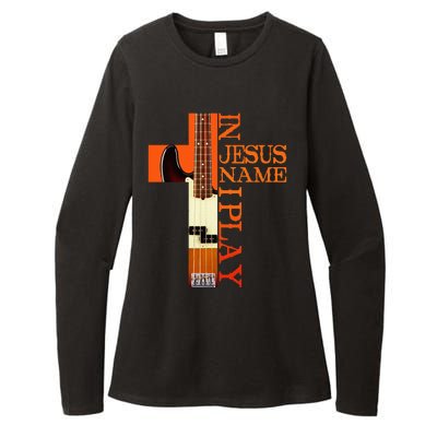 In Jesus Name I Play Bass Womens CVC Long Sleeve Shirt