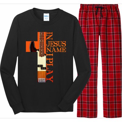 In Jesus Name I Play Bass Long Sleeve Pajama Set