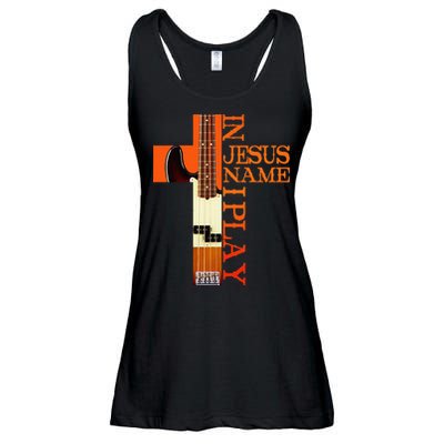 In Jesus Name I Play Bass Ladies Essential Flowy Tank
