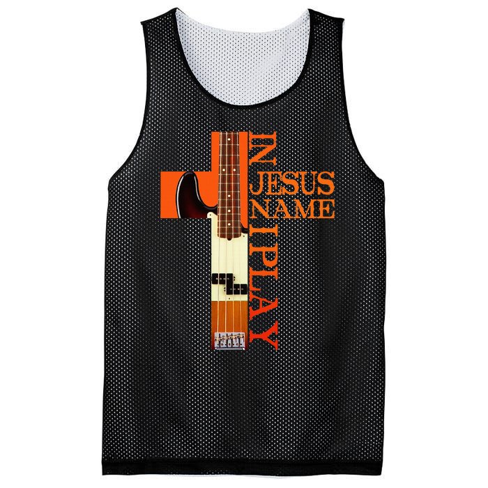 In Jesus Name I Play Bass Mesh Reversible Basketball Jersey Tank