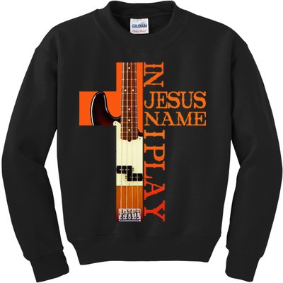 In Jesus Name I Play Bass Kids Sweatshirt