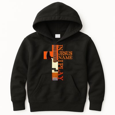 In Jesus Name I Play Bass Kids Hoodie