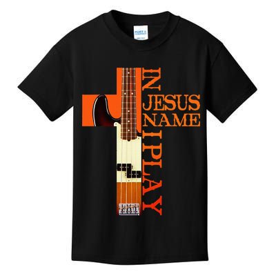 In Jesus Name I Play Bass Kids T-Shirt
