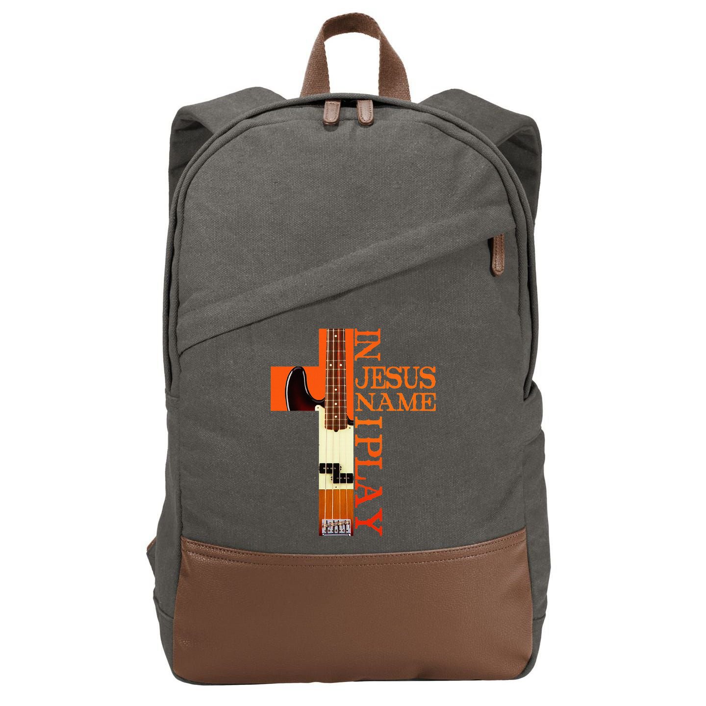 In Jesus Name I Play Bass Cotton Canvas Backpack