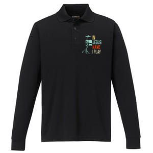 In Jesus Name I Play Music Drummer Performance Long Sleeve Polo