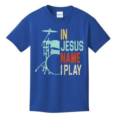 In Jesus Name I Play Music Drummer Kids T-Shirt