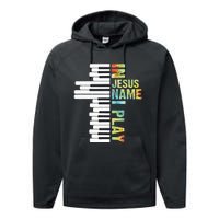 In Jesus Name I Play Piano Christian Music Vintage Performance Fleece Hoodie