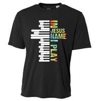 In Jesus Name I Play Piano Christian Music Vintage Cooling Performance Crew T-Shirt