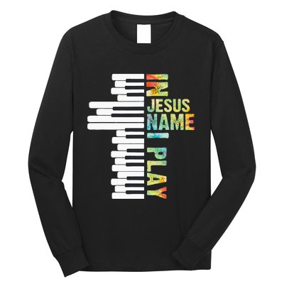 In Jesus Name I Play Piano Christian Music Vintage Long Sleeve Shirt