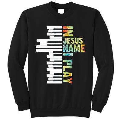 In Jesus Name I Play Piano Christian Music Vintage Sweatshirt