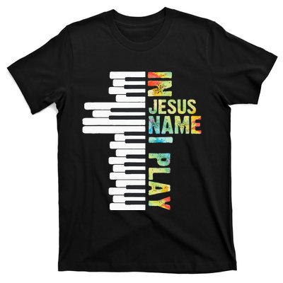 In Jesus Name I Play Piano Christian Music Vintage T-Shirt