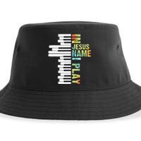 In Jesus Name I Play Piano Christian Music Vintage Sustainable Bucket Hat