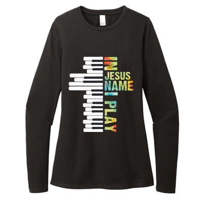 In Jesus Name I Play Piano Christian Music Vintage Womens CVC Long Sleeve Shirt