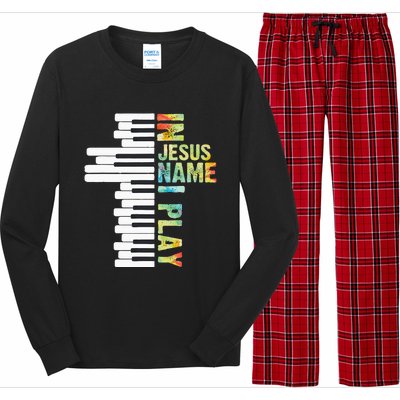 In Jesus Name I Play Piano Christian Music Vintage Long Sleeve Pajama Set