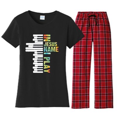 In Jesus Name I Play Piano Christian Music Vintage Women's Flannel Pajama Set