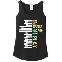 In Jesus Name I Play Piano Christian Music Vintage Ladies Essential Tank