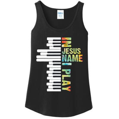 In Jesus Name I Play Piano Christian Music Vintage Ladies Essential Tank