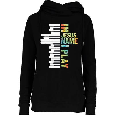 In Jesus Name I Play Piano Christian Music Vintage Womens Funnel Neck Pullover Hood