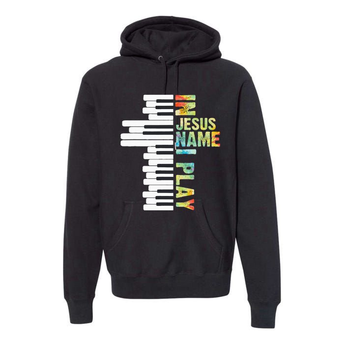 In Jesus Name I Play Piano Christian Music Vintage Premium Hoodie