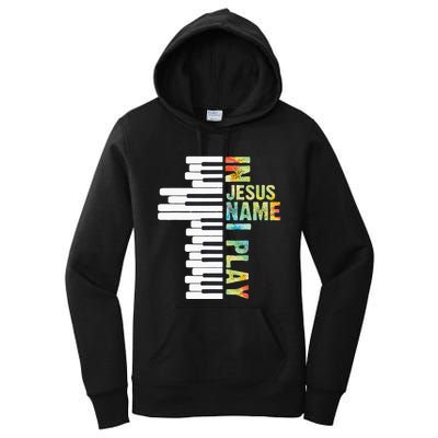 In Jesus Name I Play Piano Christian Music Vintage Women's Pullover Hoodie