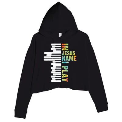 In Jesus Name I Play Piano Christian Music Vintage Crop Fleece Hoodie