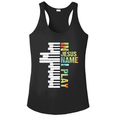 In Jesus Name I Play Piano Christian Music Vintage Ladies PosiCharge Competitor Racerback Tank