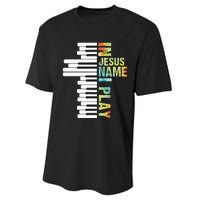 In Jesus Name I Play Piano Christian Music Vintage Performance Sprint T-Shirt