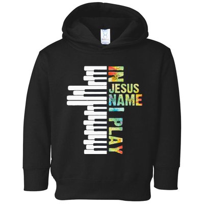 In Jesus Name I Play Piano Christian Music Vintage Toddler Hoodie