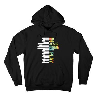 In Jesus Name I Play Piano Christian Music Vintage Tall Hoodie