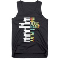 In Jesus Name I Play Piano Christian Music Vintage Tank Top