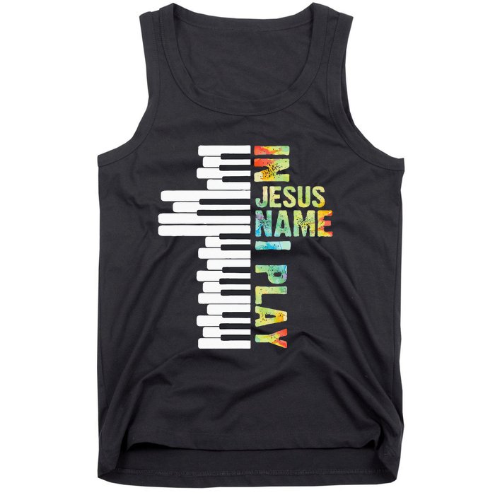 In Jesus Name I Play Piano Christian Music Vintage Tank Top