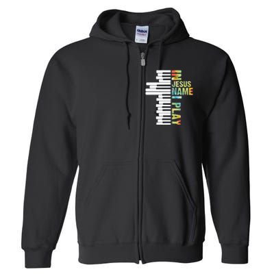 In Jesus Name I Play Piano Christian Music Vintage Full Zip Hoodie