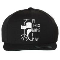 In Jesus Name Christmas Cool I Play Drum Christian Drummer Wool Snapback Cap