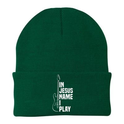 In Jesus Name I Play Guitar Christian Guitar Player Knit Cap Winter Beanie