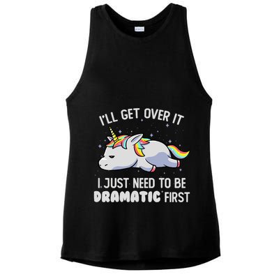 I Just Need To Be Dramatic Lazy Unicorn Gift Lazy Unicorn Ladies PosiCharge Tri-Blend Wicking Tank