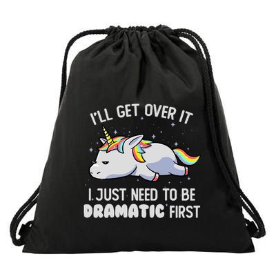 I Just Need To Be Dramatic Lazy Unicorn Gift Lazy Unicorn Drawstring Bag