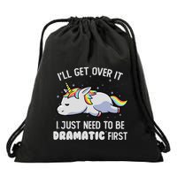 I Just Need To Be Dramatic Lazy Unicorn Gift Lazy Unicorn Drawstring Bag