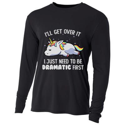 I Just Need To Be Dramatic Lazy Unicorn Gift Lazy Unicorn Cooling Performance Long Sleeve Crew