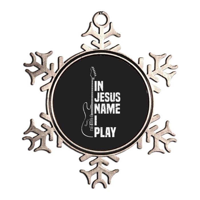 In Jesus Name I Play Guitar Christian Music Player Metallic Star Ornament