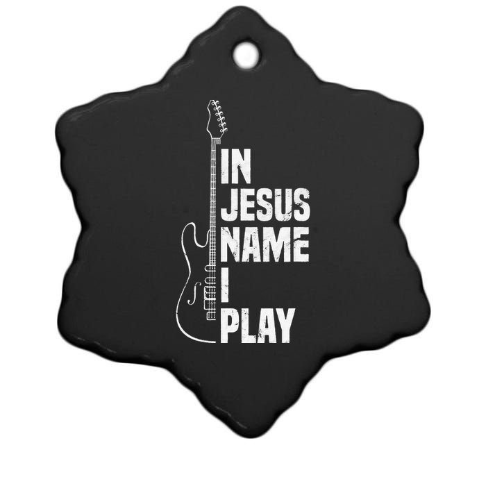 In Jesus Name I Play Guitar Christian Music Player Ceramic Star Ornament