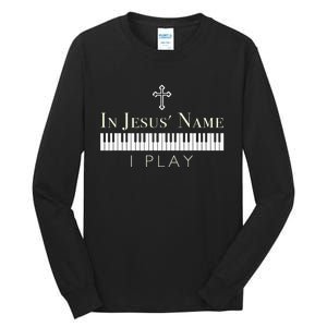 In Jesus Name I Play Guitar Christian Music Player Tall Long Sleeve T-Shirt