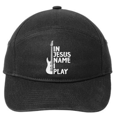 In Jesus Name I Play Guitar Christian Gift Guitar Lover 7-Panel Snapback Hat