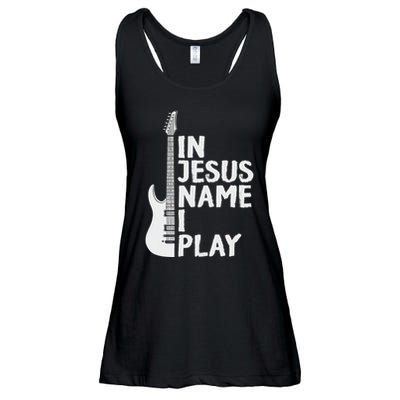In Jesus Name I Play Guitar Christian Gift Guitar Lover Ladies Essential Flowy Tank