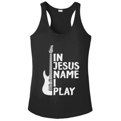 In Jesus Name I Play Guitar Christian Gift Guitar Lover Ladies PosiCharge Competitor Racerback Tank