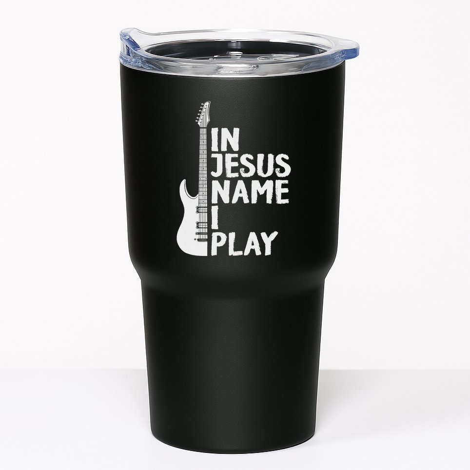 In Jesus Name I Play Guitar Christian Gift Guitar Lover Tumbler