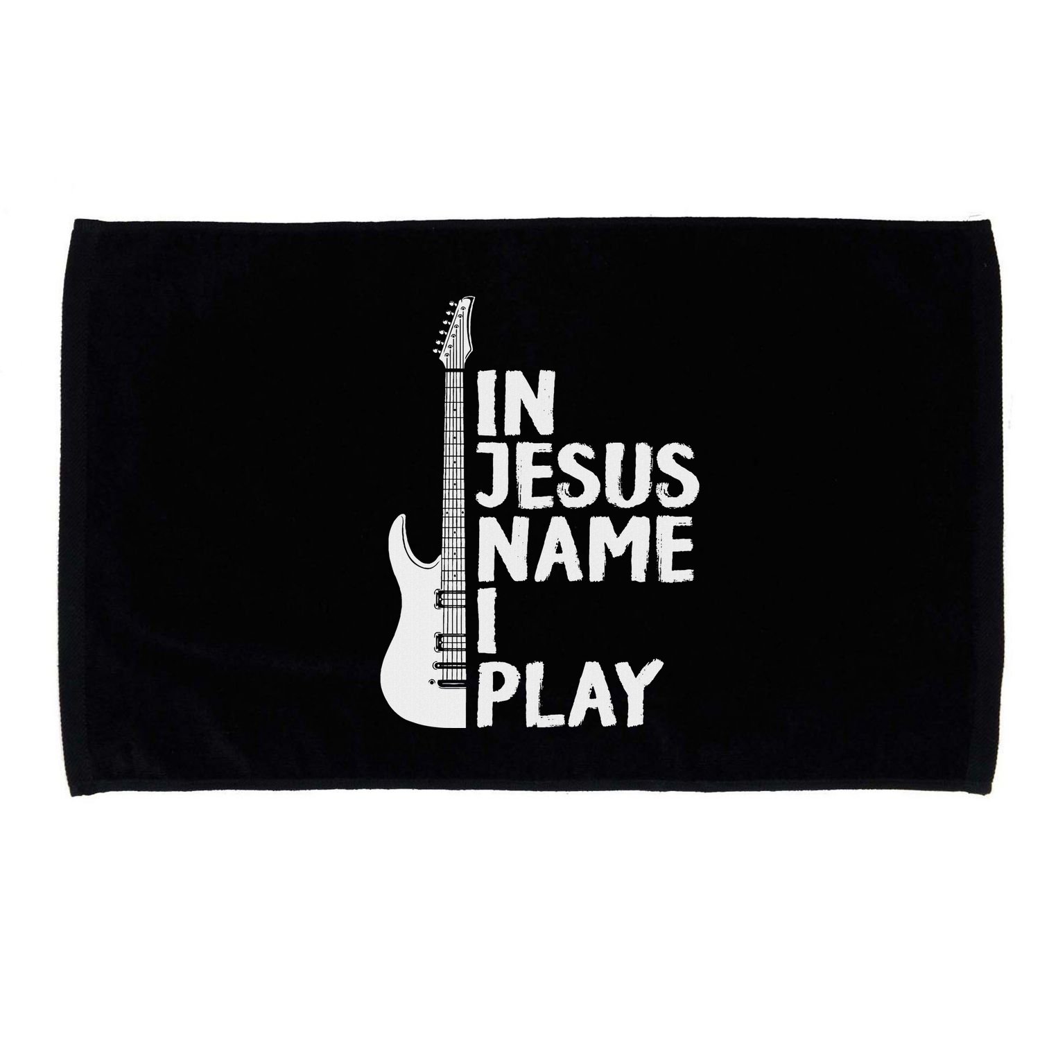 In Jesus Name I Play Guitar Christian Gift Guitar Lover Microfiber Hand Towel