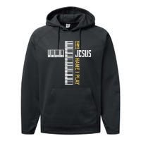 In Jesus Name I Play Christian Pianist Piano Lover Performance Fleece Hoodie